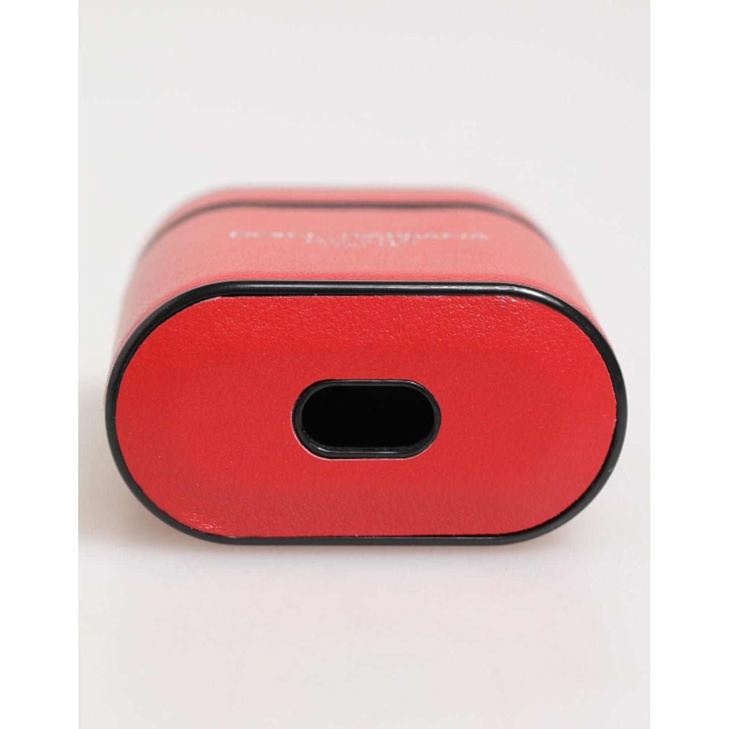 Dolce & Gabbana Red White Calfskin Leather Logo Flip Holder Airpods Case