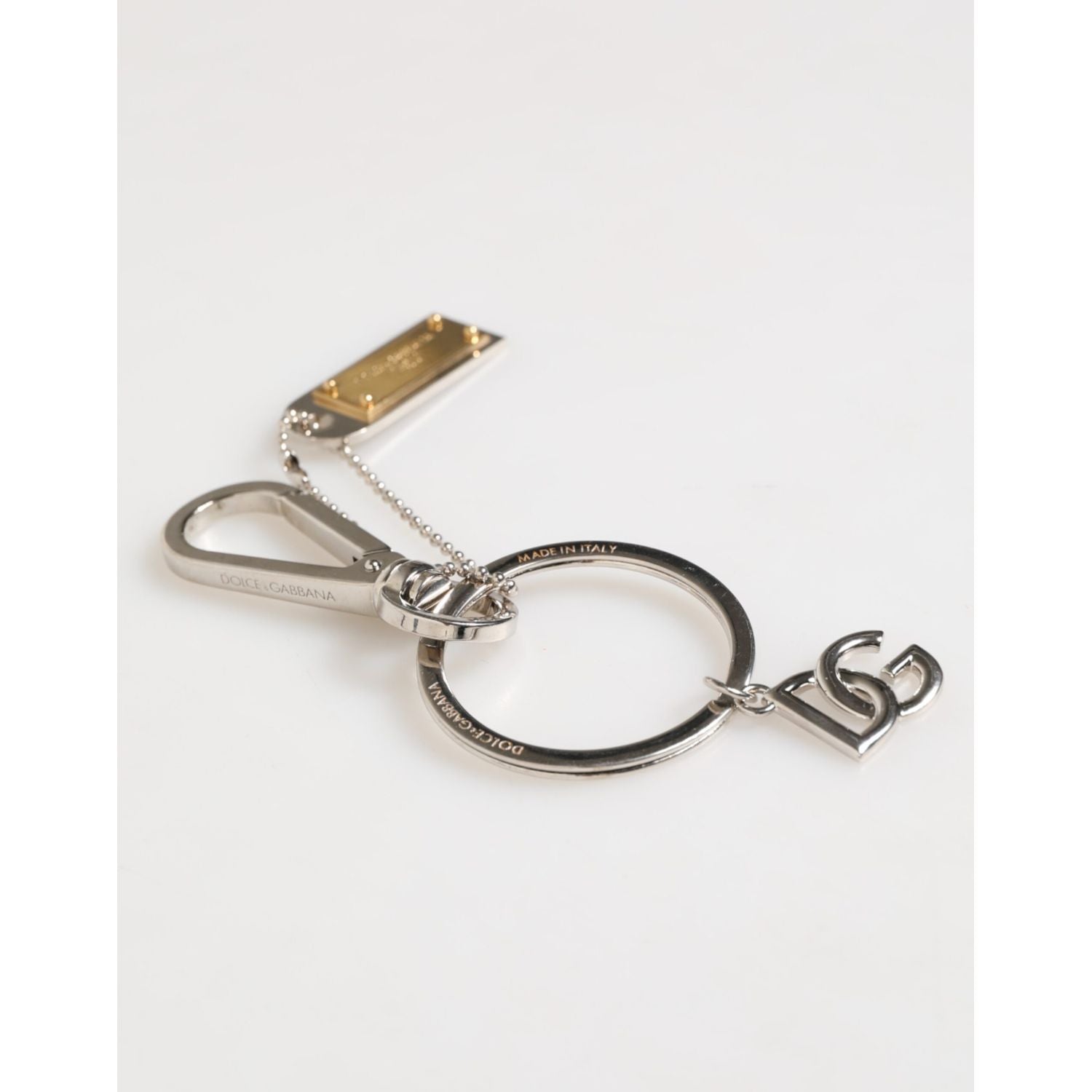 Dolce & Gabbana Silver DG Logo Key Holder Keychain Bag Charm Keyring