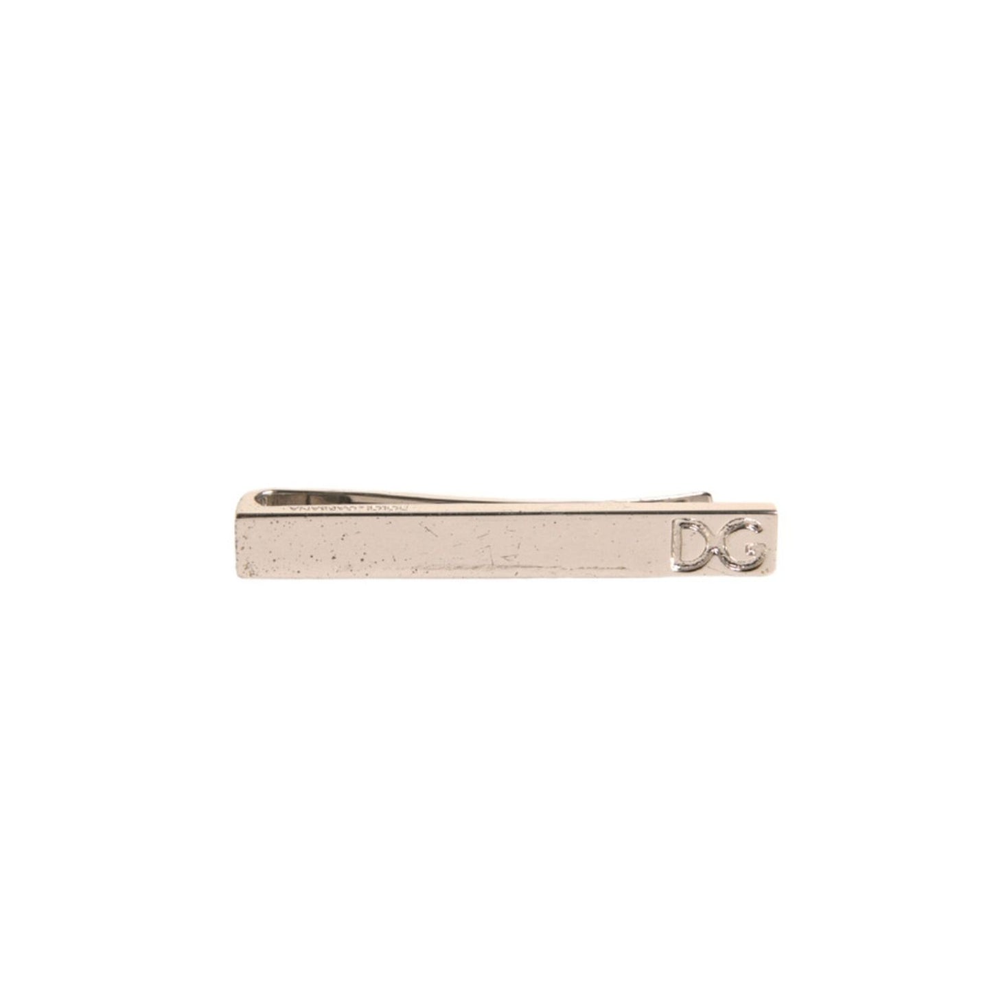 Dolce & Gabbana Silver Tone Brass Logo Branded Tie Clip Bar