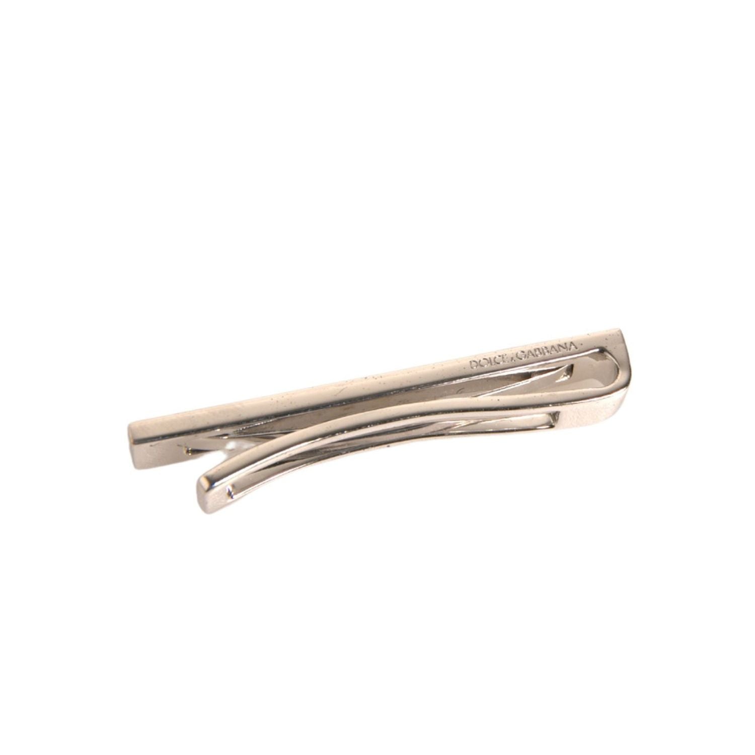 Dolce & Gabbana Silver Tone Brass Logo Branded Tie Clip Bar
