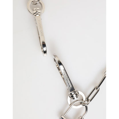 Dolce & Gabbana Silver Tone Metal Chain DG Logo Pendant Men Necklace