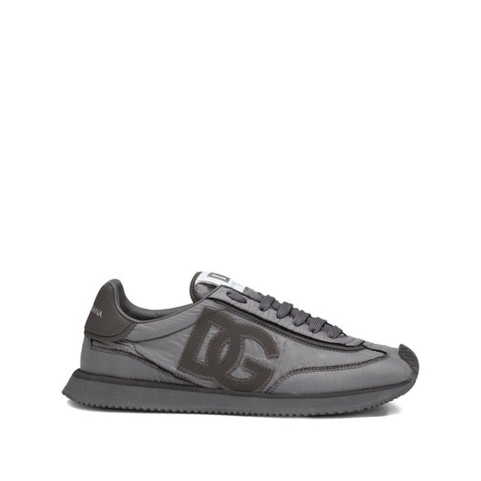 Dolce & Gabbana Sneakers Grey with embroidered logo, lace-up fastening, flat rubber sole, and padded collar for stylish comfort.