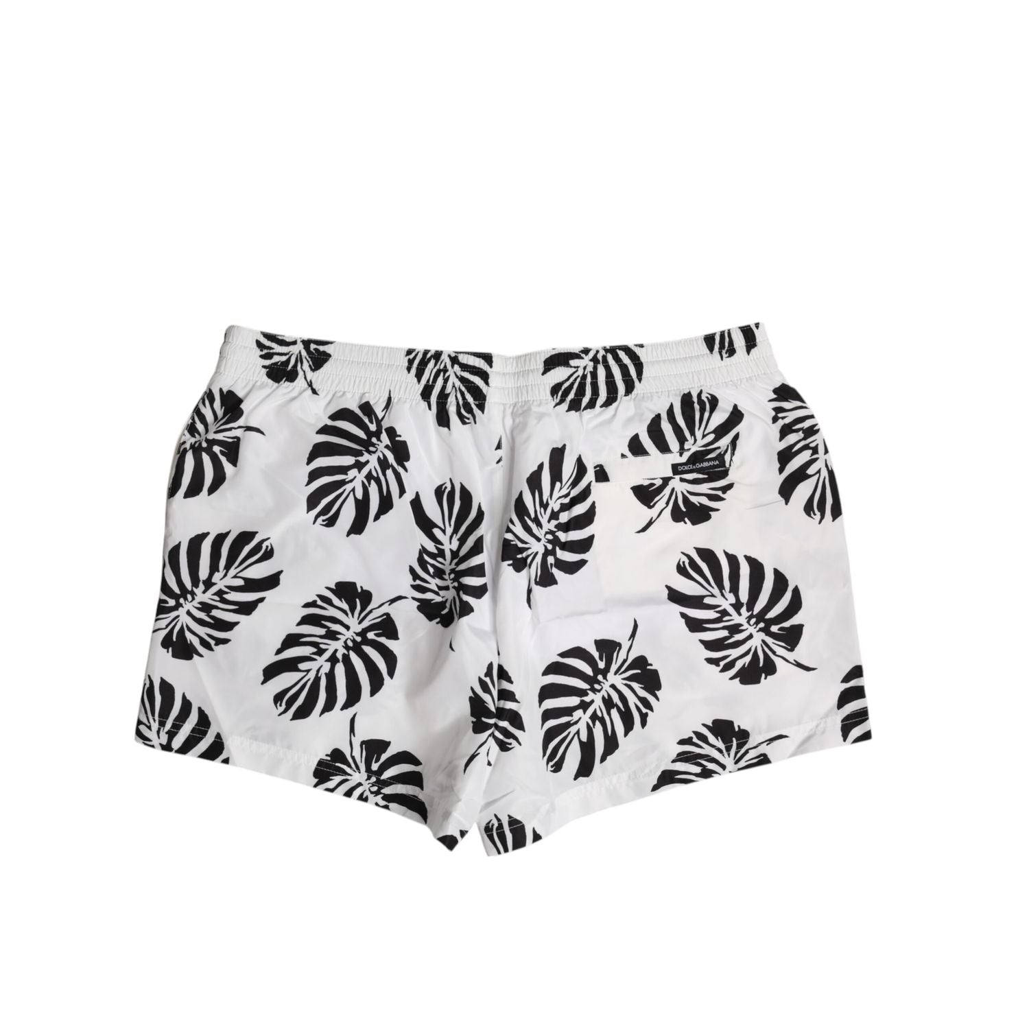 Dolce & Gabbana White Black Print Beachwear Shorts Swimwear