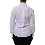 Back view of Dolce & Gabbana White Cotton Collared Dress Formal Shirt Top, showcasing its sleek silhouette and structured collar.