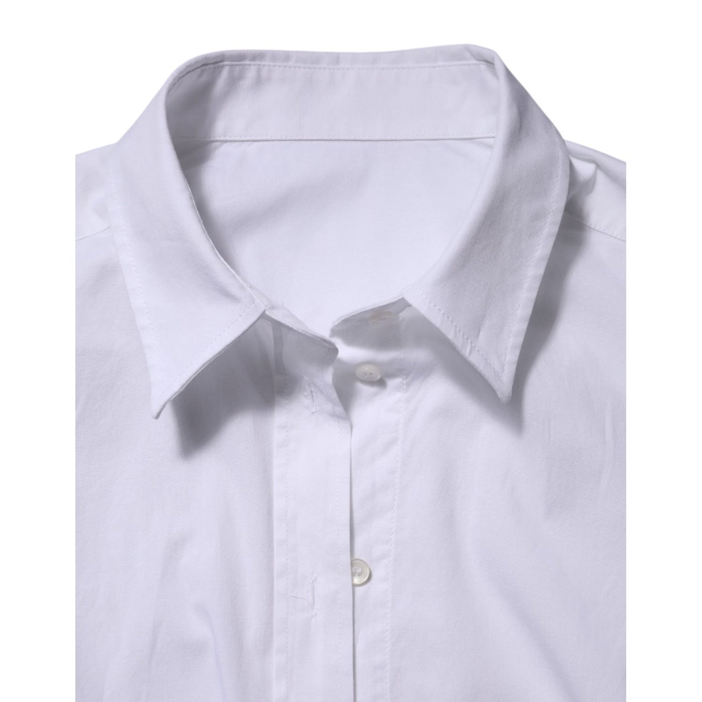 Dolce & Gabbana White Cotton Collared Dress Formal Shirt Top with long sleeves and structured collar for versatile elegance.