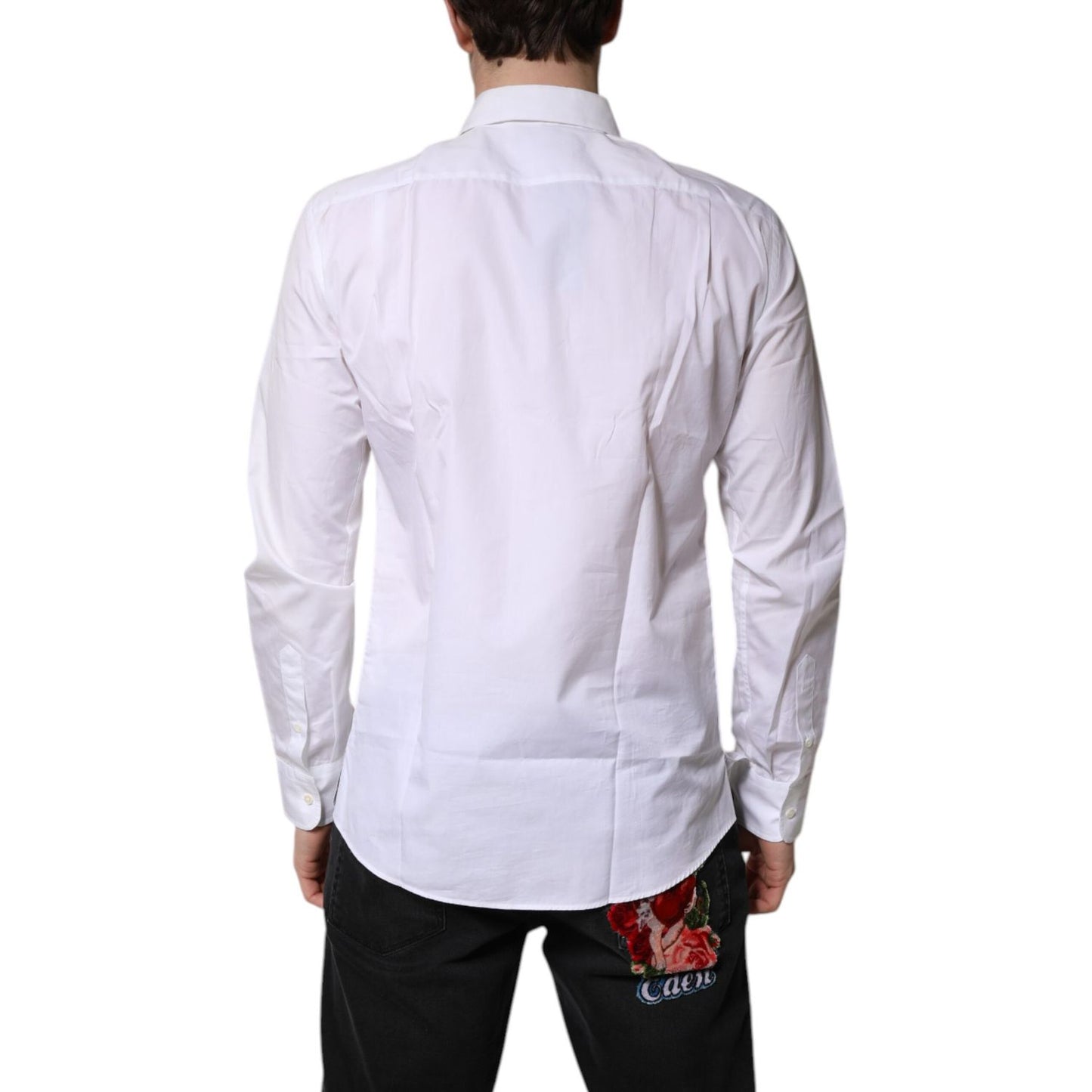 Dolce & Gabbana White Cotton Collared Dress Formal Shirt
