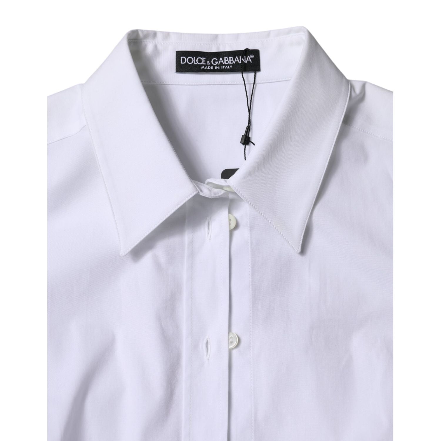 Dolce & Gabbana White Cotton Collared Long Sleeves Shirt Top