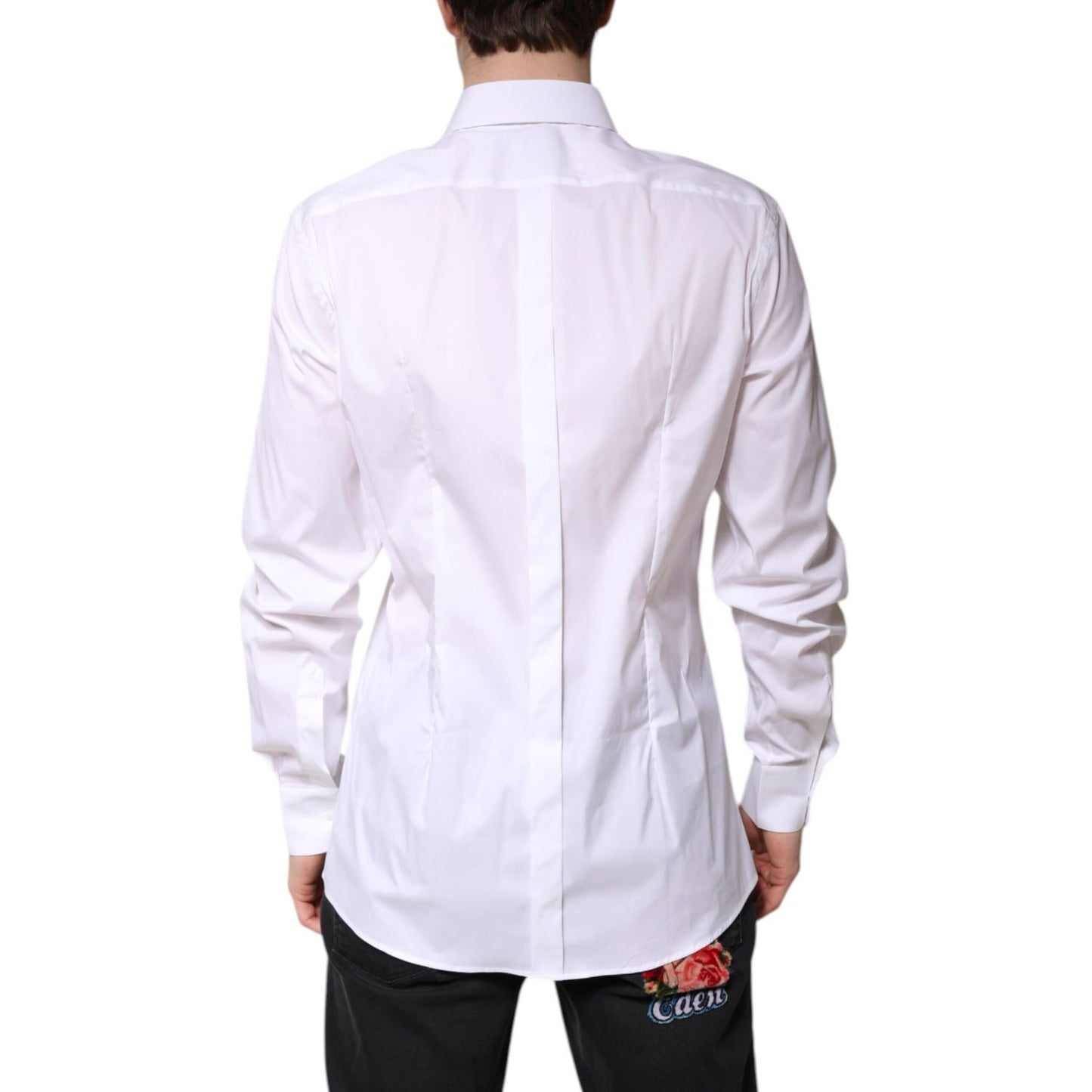 Dolce & Gabbana White Cotton GOLD Men Dress Formal Shirt