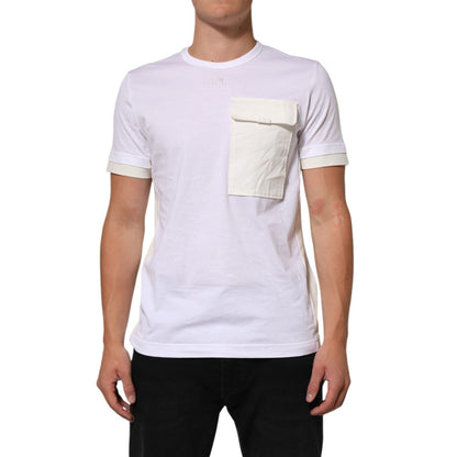 Dolce & Gabbana White Cotton Pocket Short Sleeves Men T-shirt