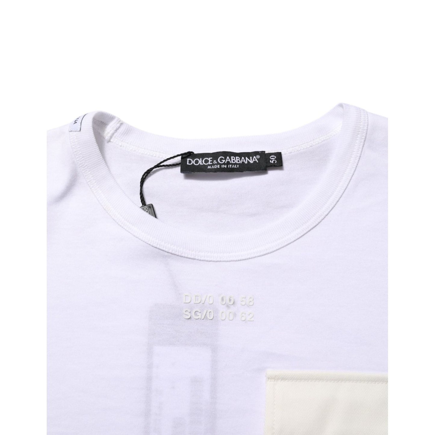 Dolce & Gabbana White Cotton Pocket Short Sleeves Men T-shirt