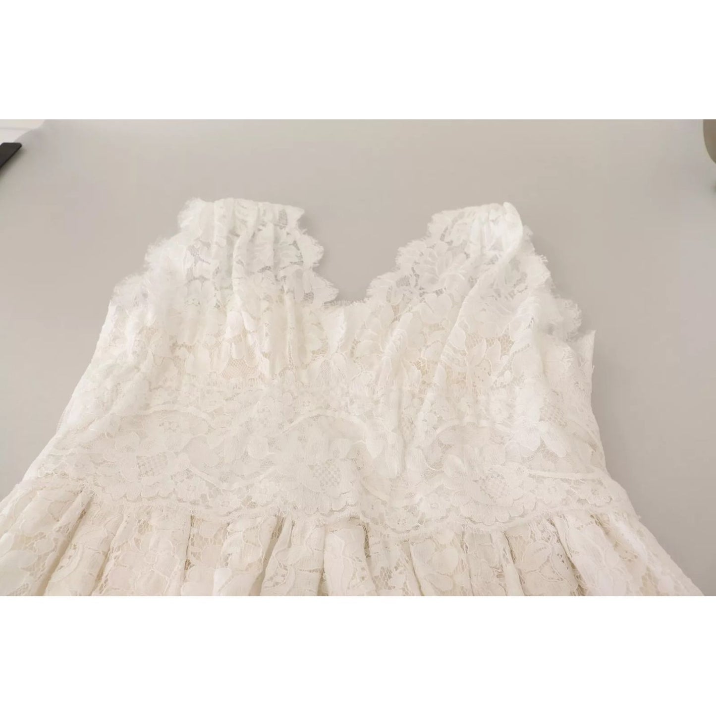 Dolce & Gabbana White Flower Lace Corsage Long Maxi Dress