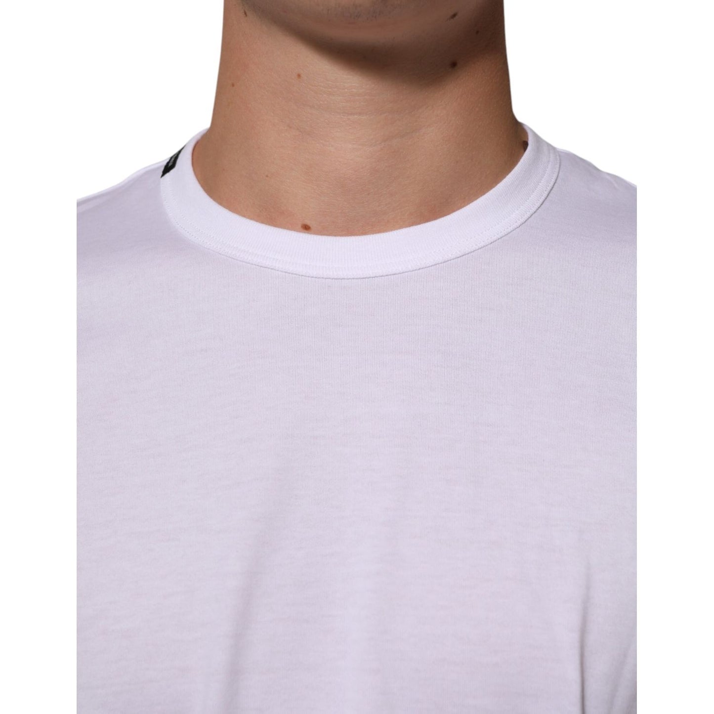 Dolce & Gabbana White Goodluck 2021 Cotton Crew Neck T-shirt