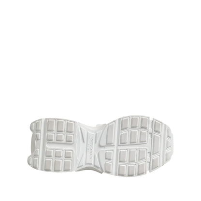 Bottom view of Dolce & Gabbana White Gray Low Top Space Sneakers Shoes highlighting rubber sole design.