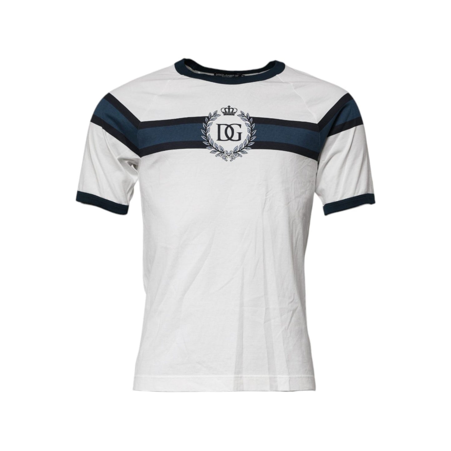 Dolce & Gabbana White Logo Print Cotton Men Crew Neck T-shirt