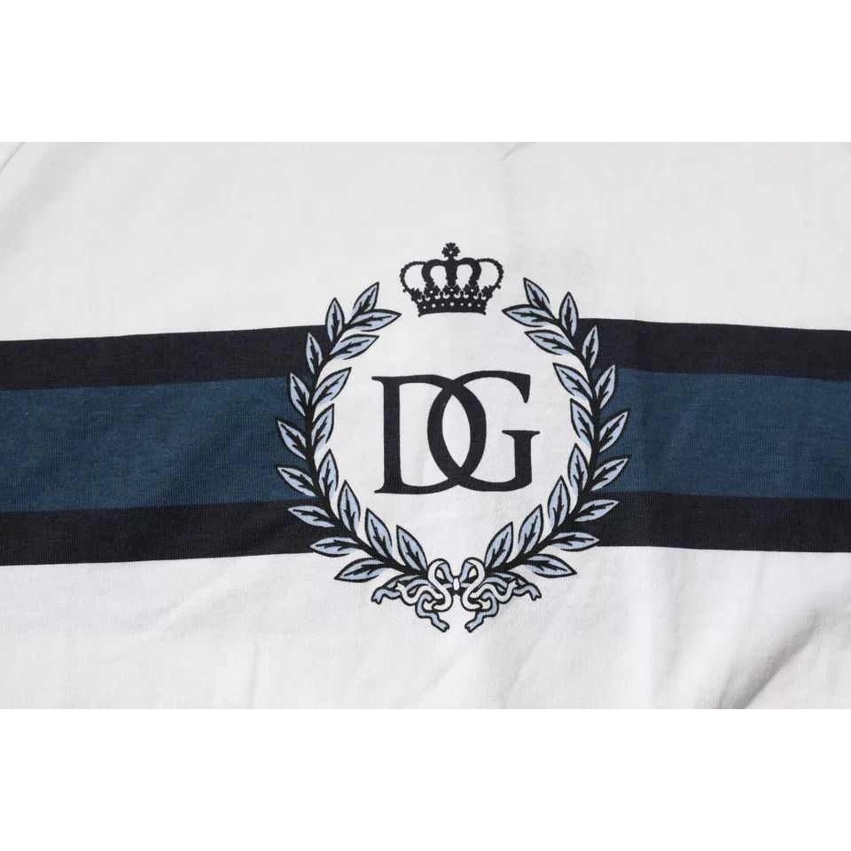 Dolce & Gabbana White Logo Print Cotton Men Crew Neck T-shirt