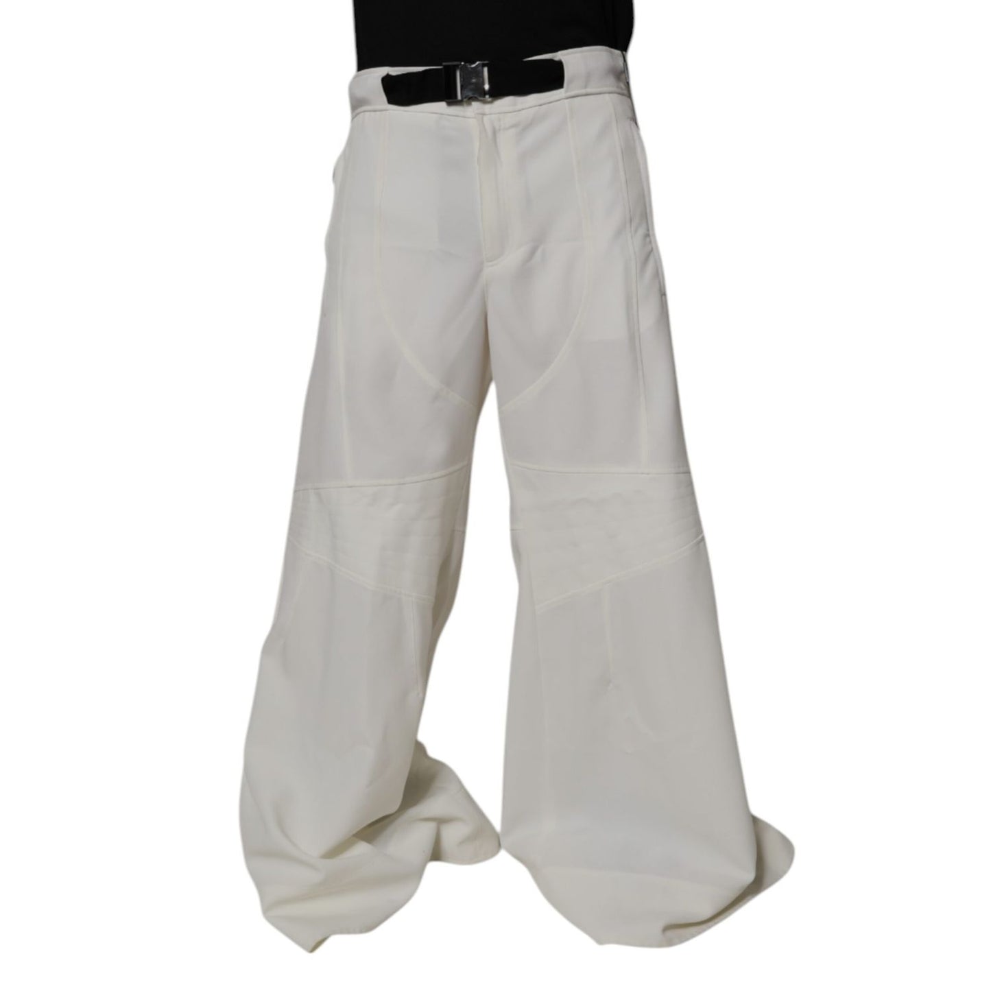 Dolce & Gabbana White Mid Waist Wide Leg Pants