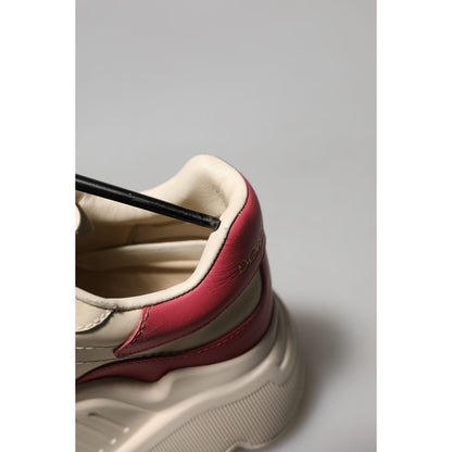 Dolce & Gabbana White Pink Leather Daymaster Sneakers Shoes
