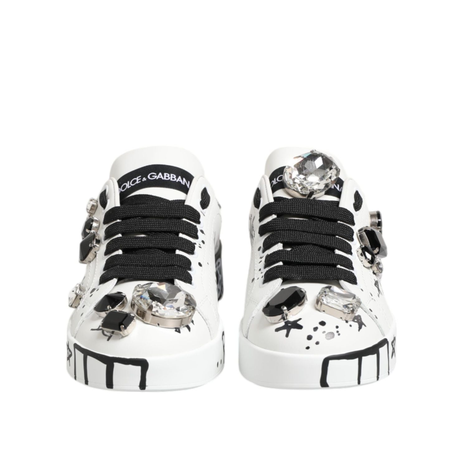 Dolce & Gabbana White Portofino Crystal Sneakers  Shoes