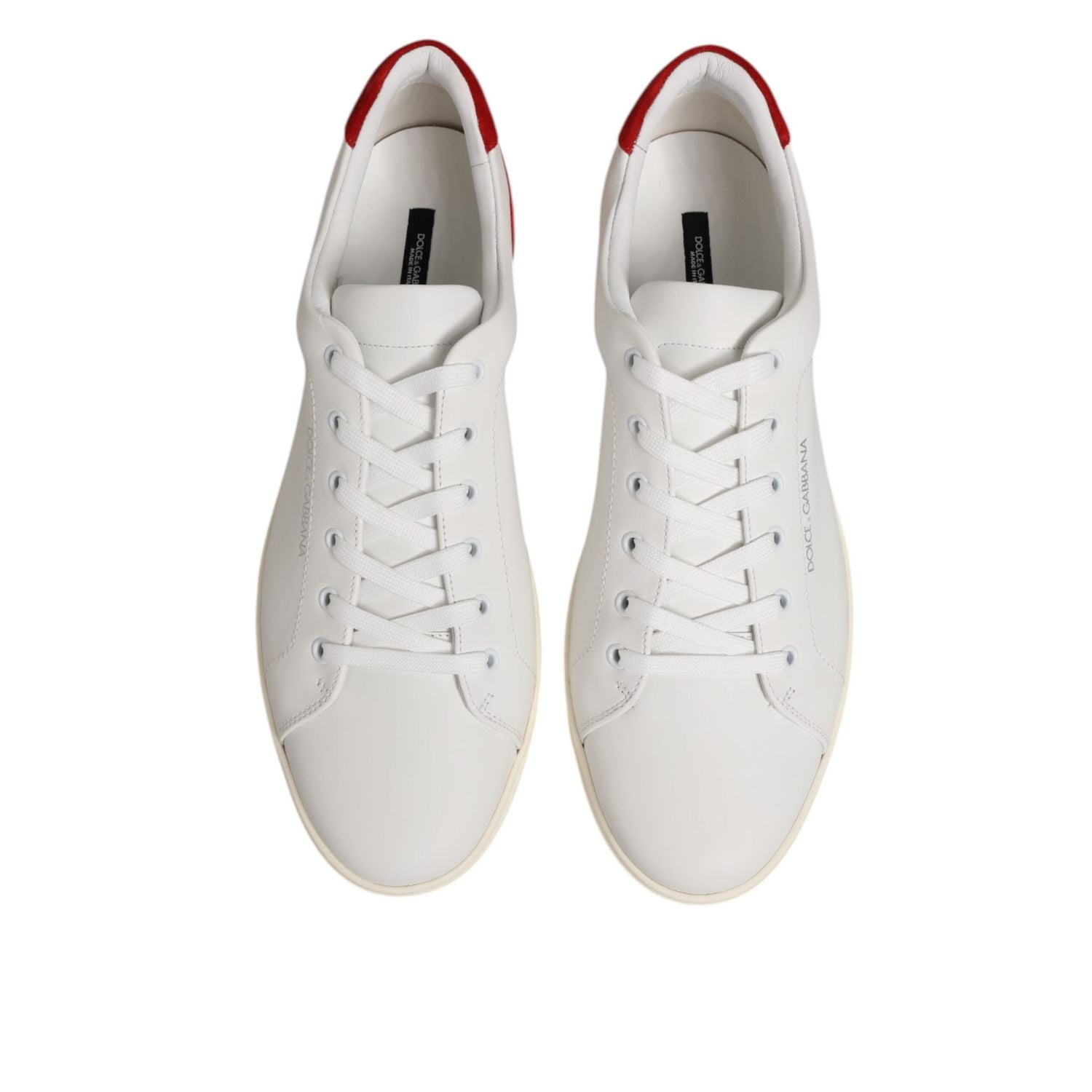 Dolce & Gabbana White Red Leather Low Top Men Sneakers Shoes