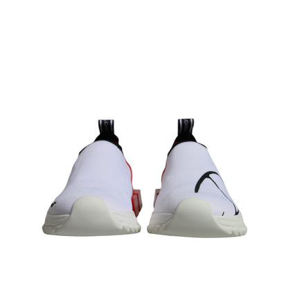 Dolce & Gabbana White Red Low Top Sorrento Men Sneakers Shoes, showing front view with logo details.