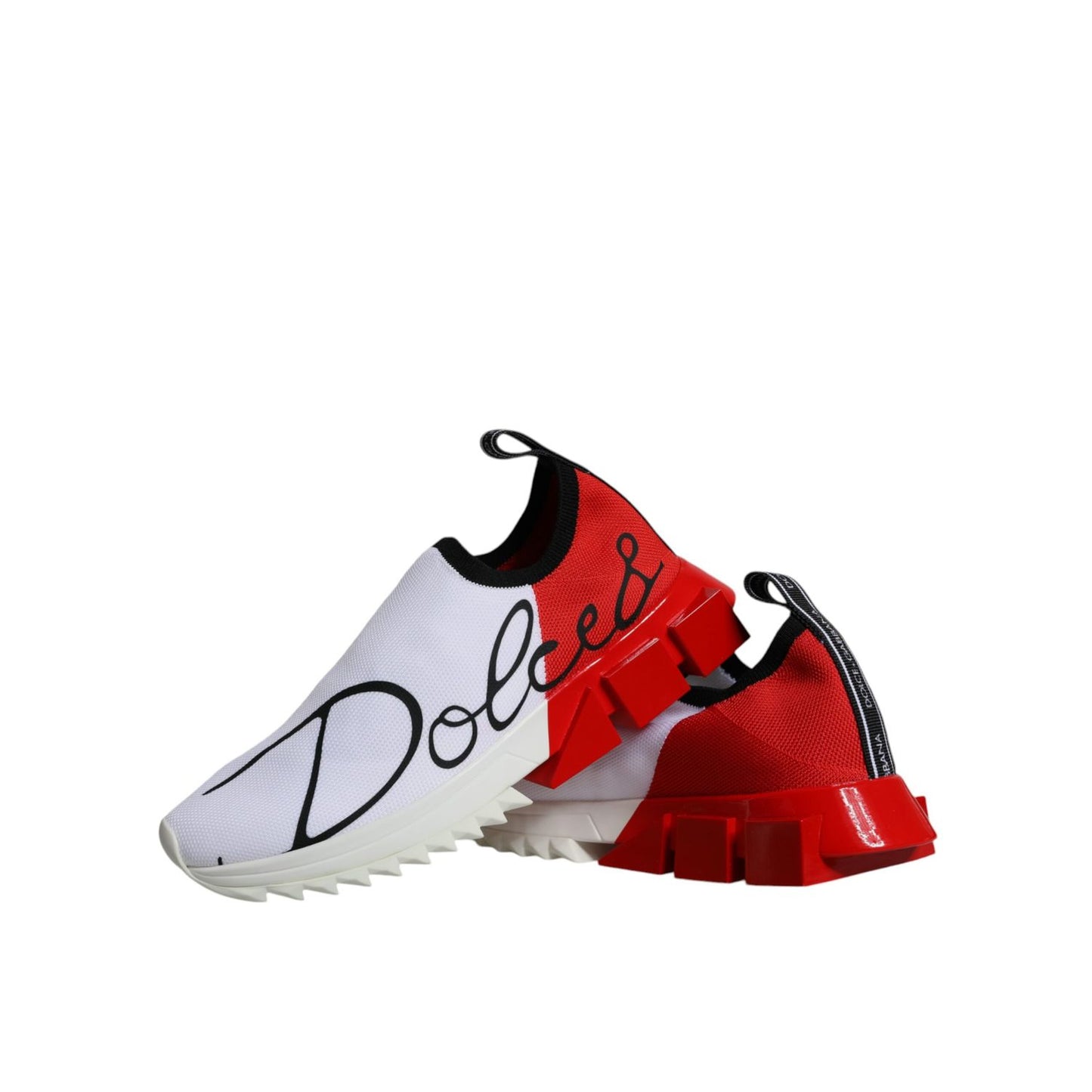 Dolce & Gabbana White Red Low Top Sorrento Men Sneakers Shoes, elegant design with logo details, made in Italy, premium craftsmanship.