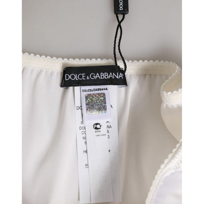 Dolce & Gabbana White Silk Satin Floral Lace Panty Brief Underwear