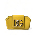 Dolce & Gabbana Yellow Smooth Leather DG Logo Clutch Crossbody Case Bag with gold metal logo front flap