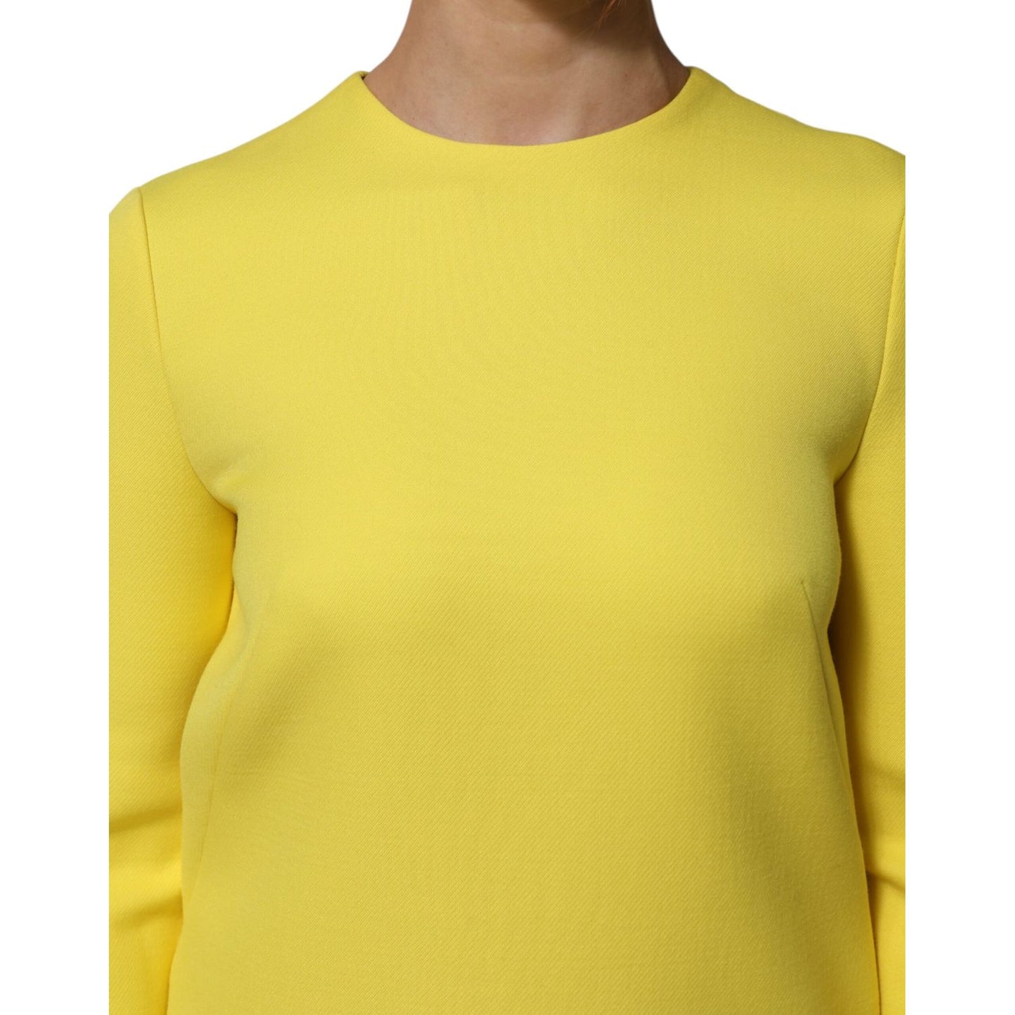 Dolce & Gabbana Yellow Viscose Acetate Mini Long Sleeve Dress