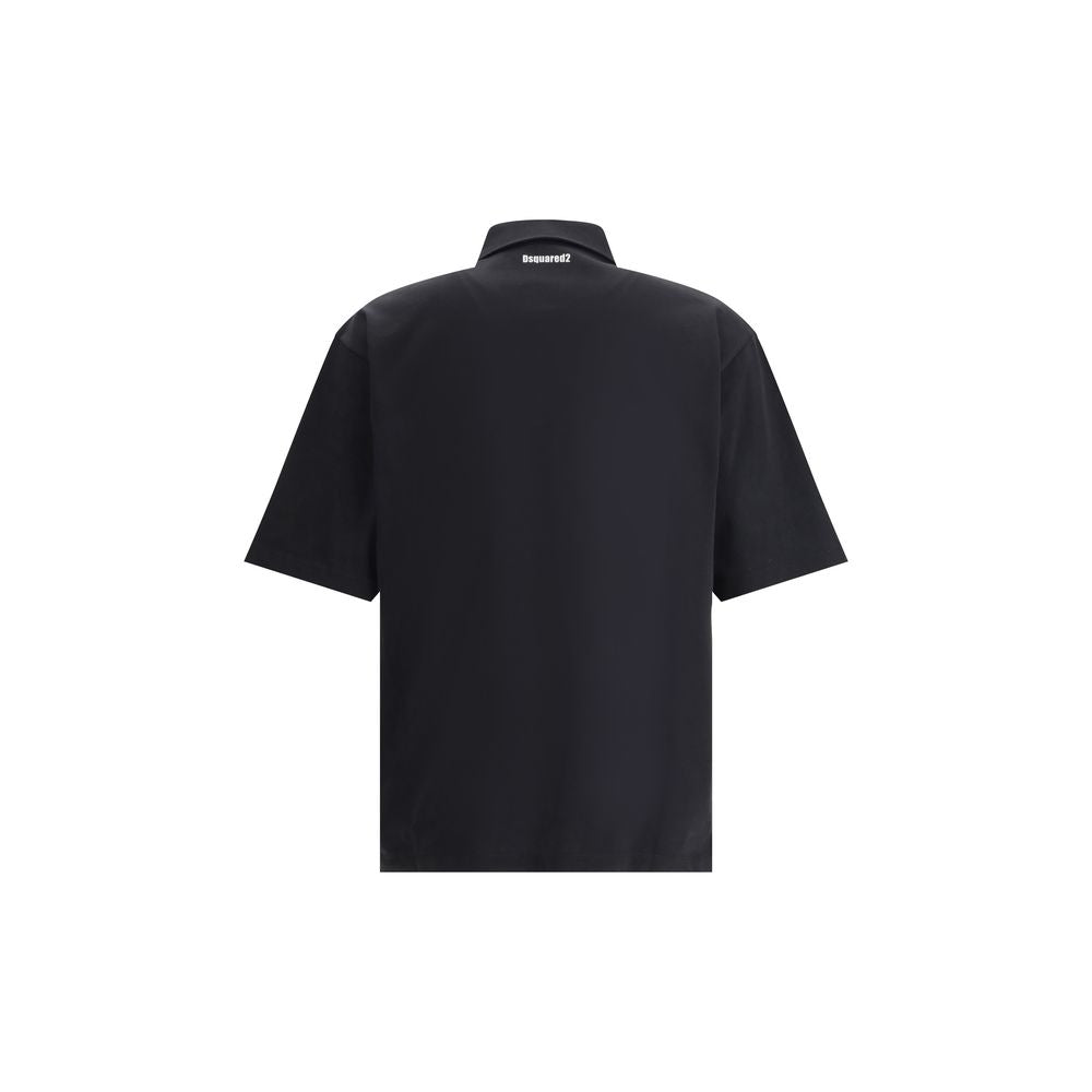 Back view of Dsquared² Black Cotton Polo Shirt with signature logo.