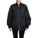 Dsquared² Black Logo Print Full Zip Women Bomber Jacket Dsquared² Black
