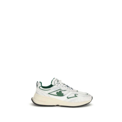 Dsquared² White Calf Leather Bos Taurus Athletic Sneakers with maple leaf.