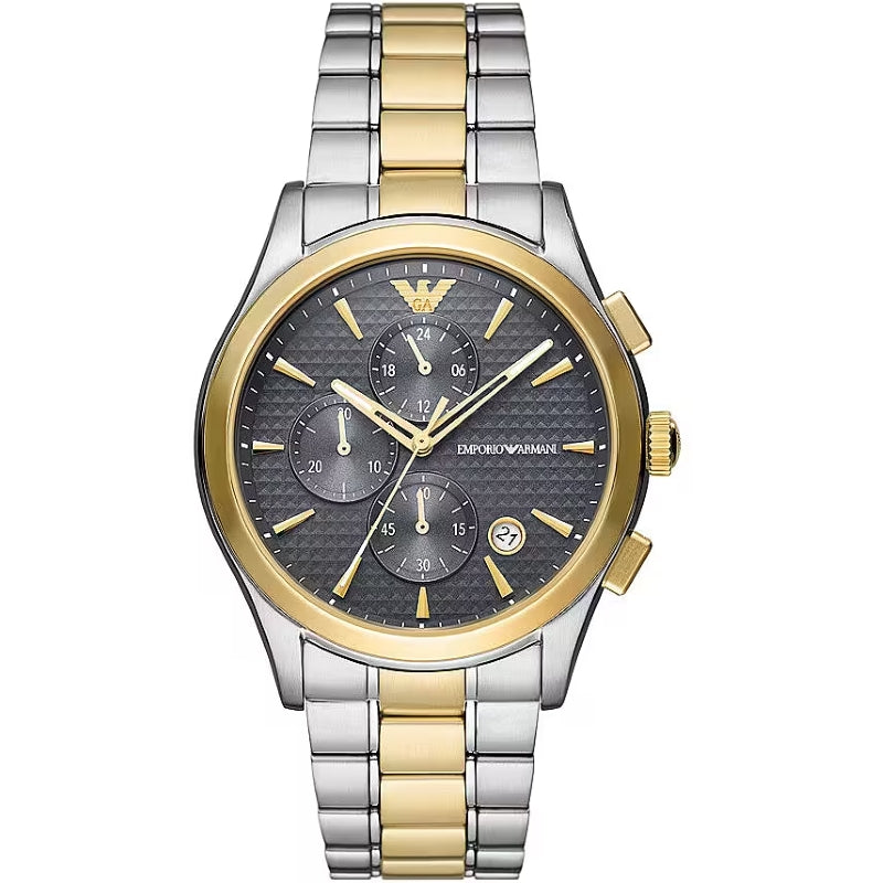 EMPORIO ARMANI Mod. AR11527 water-resistant gold and silver gent's watch with mineral dial, 5 ATM, SS IP gold case