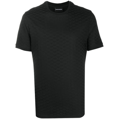 Emporio Armani Mercerised-jersey T-shirt with all-over jacquard eagle Topwear