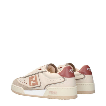 Fendi Beige Leather Low Top Sneakers