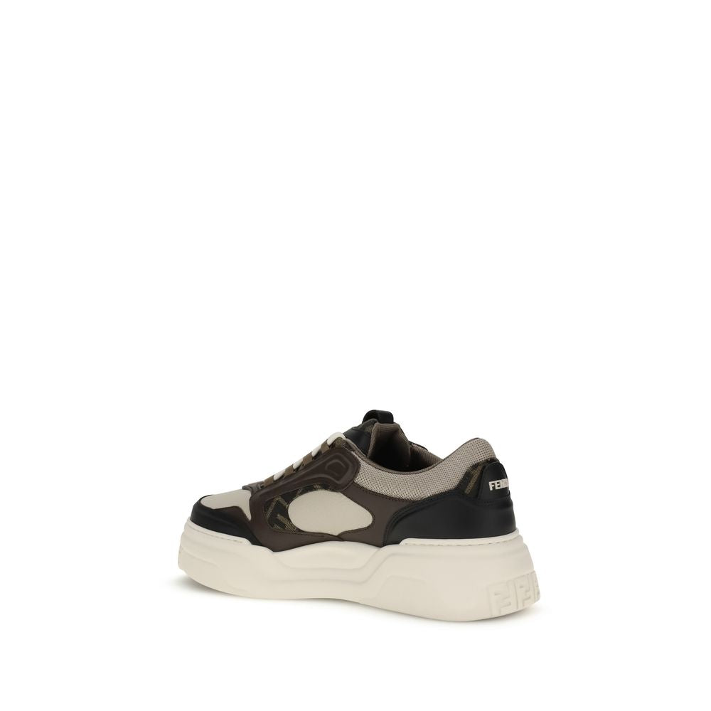 Fendi Black Calf Leather Bos Taurus Low Top Sneakers