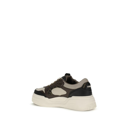 Fendi Black Calf Leather Bos Taurus Low Top Sneakers