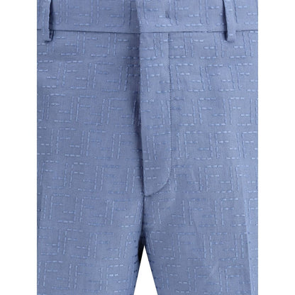 Fendi Light Blue Linen Bermuda Shorts