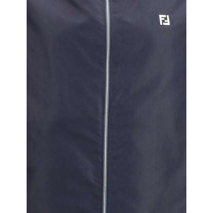 Fendi Multicolor Polyester Shell Jacket with front zipper and logo, featuring reversible design for versatile style.