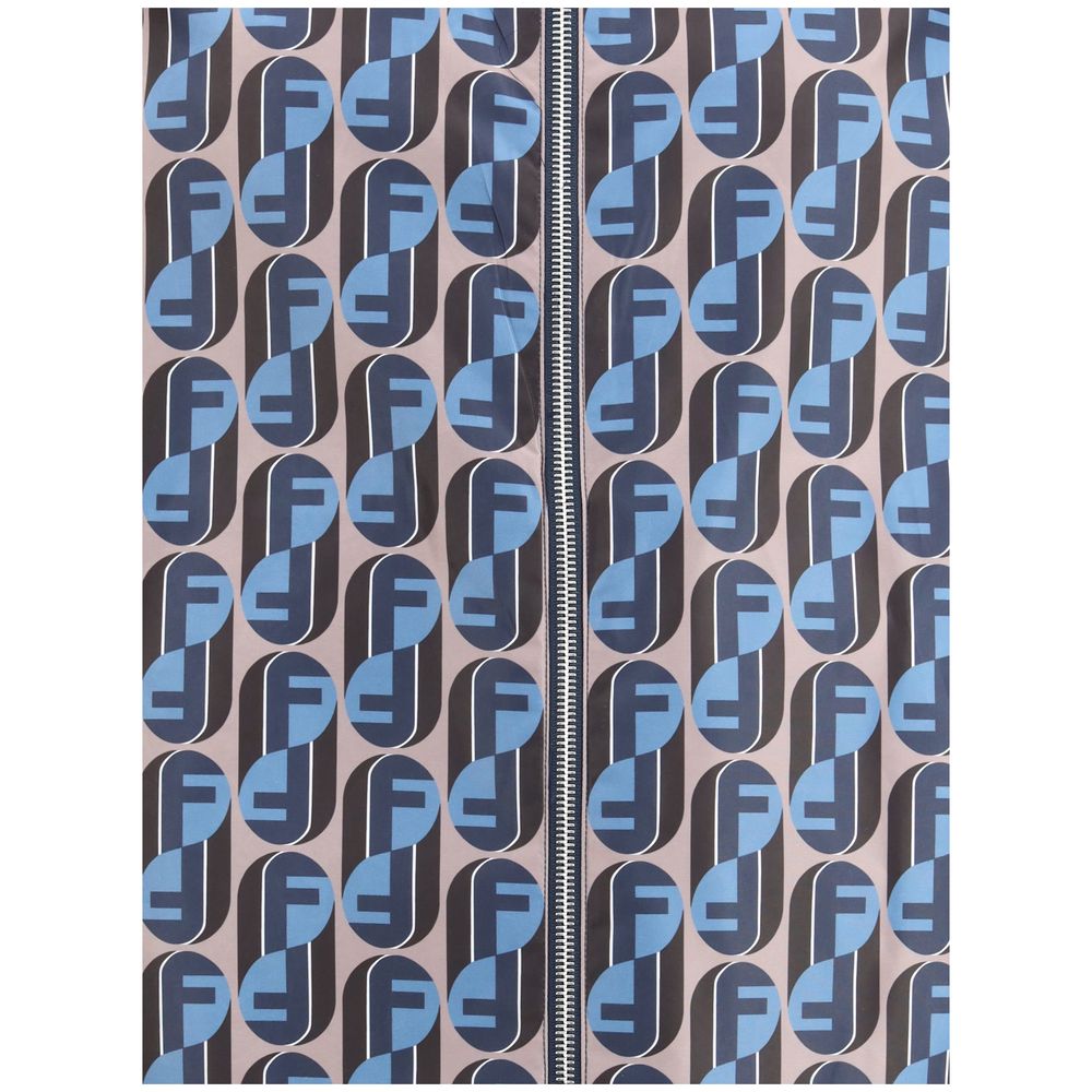 Reversible Fendi Multicolor Polyester Shell Jacket with geometric pattern and front zipper closure.