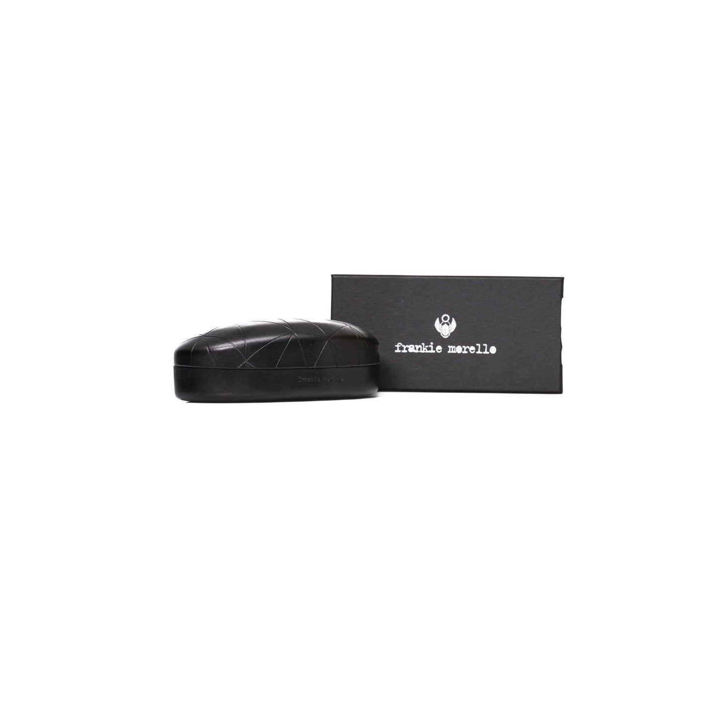 Frankie Morello Blue Metallic Unisex Frame Eyeglasses case and packaging