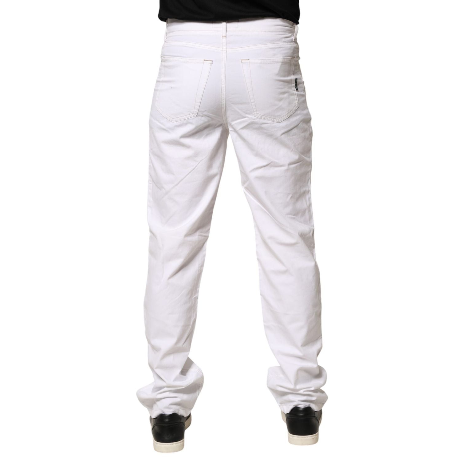 Fred Perry White Cotton Mid Waist Straight Men Denim Jeans
