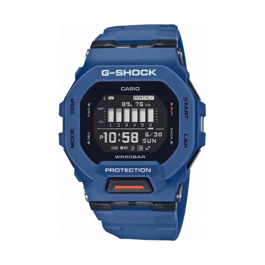 G-SHOCK G-SQUAD Step Tracker Bluetooth wristwatch, 20 ATM water resistance, resin case and strap, quartz movement, multifunctional watch.