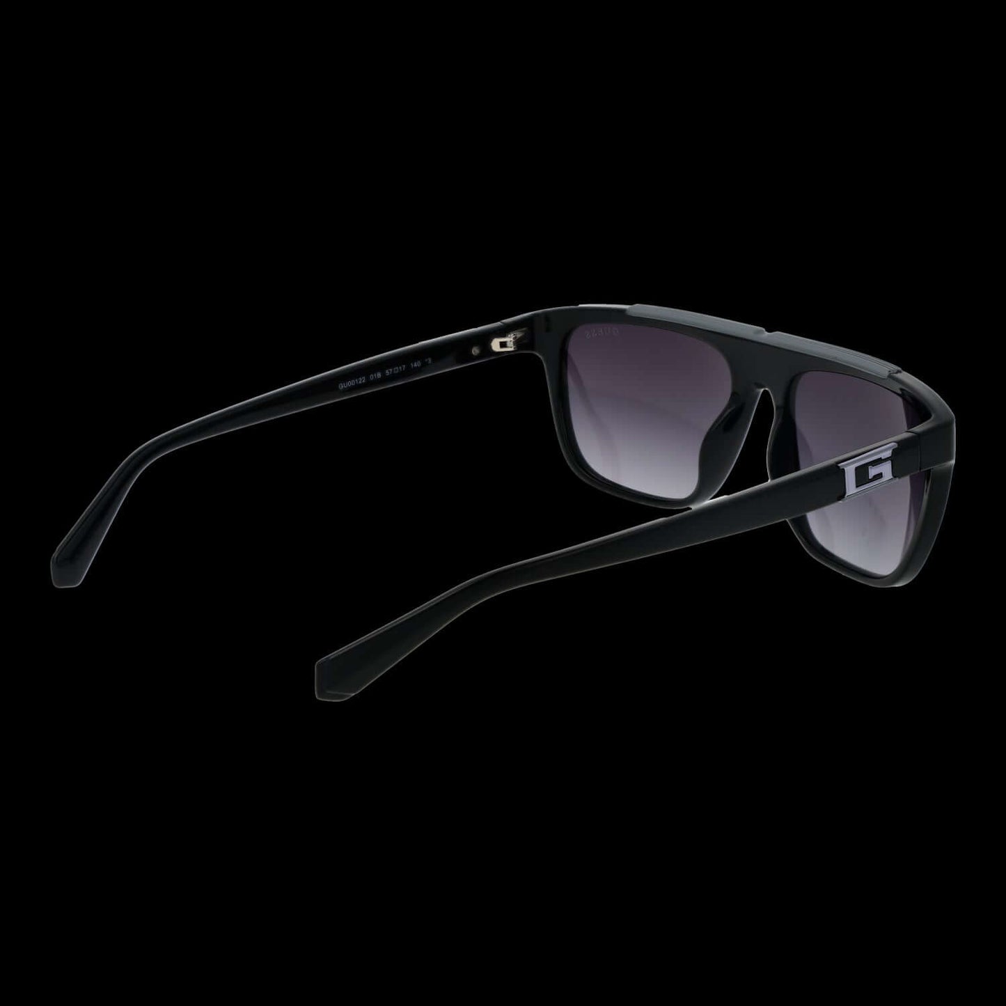 GUESS MOD. GU00122 5701B stylish sunglasses for gents featuring sleek black frame and dark lenses.