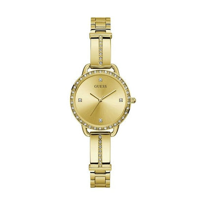 GUESS Mod. BELLINI women's wristwatch in gold stainless steel with quartz movement and official packaging.