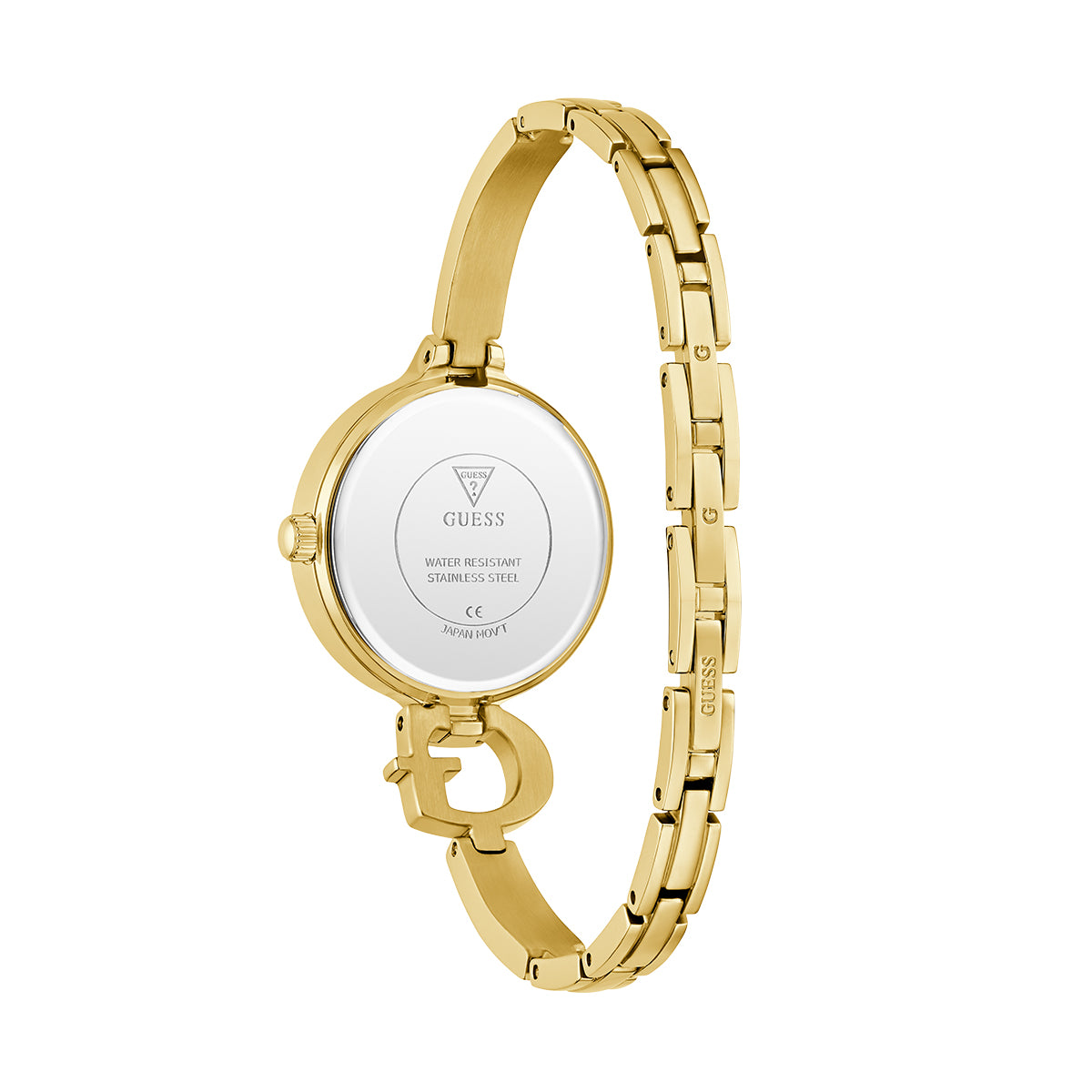 GUESS Mod. GISELLE gold watch with stainless steel back and bracelet. Elegant and stylish design.