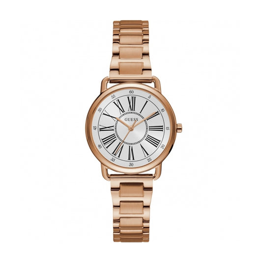 GUESS Mod. JACKIE wristwatch in rose gold, 34mm case, quartz movement, lady's watch with only time function, official packaging.