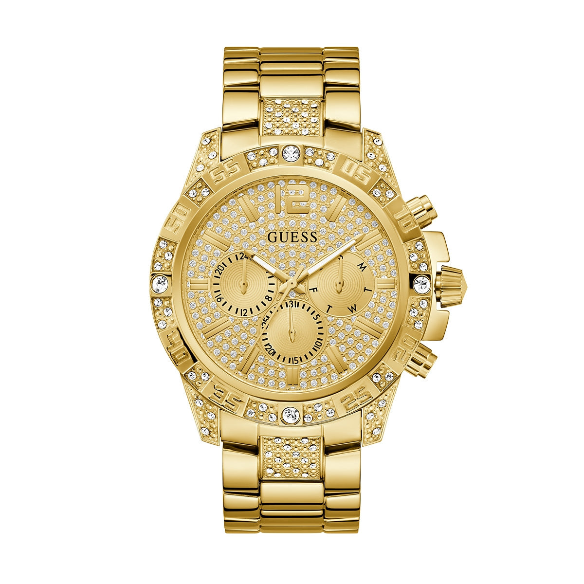 Luxury watch GUESS Mod. MAJESTIC in gold-tone with crystal accents and chronograph features