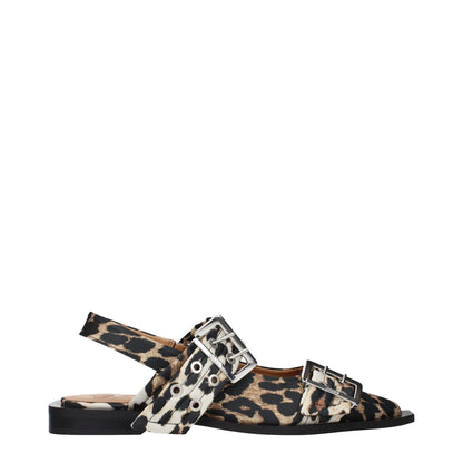 Ganni Brown Fabric Sandals