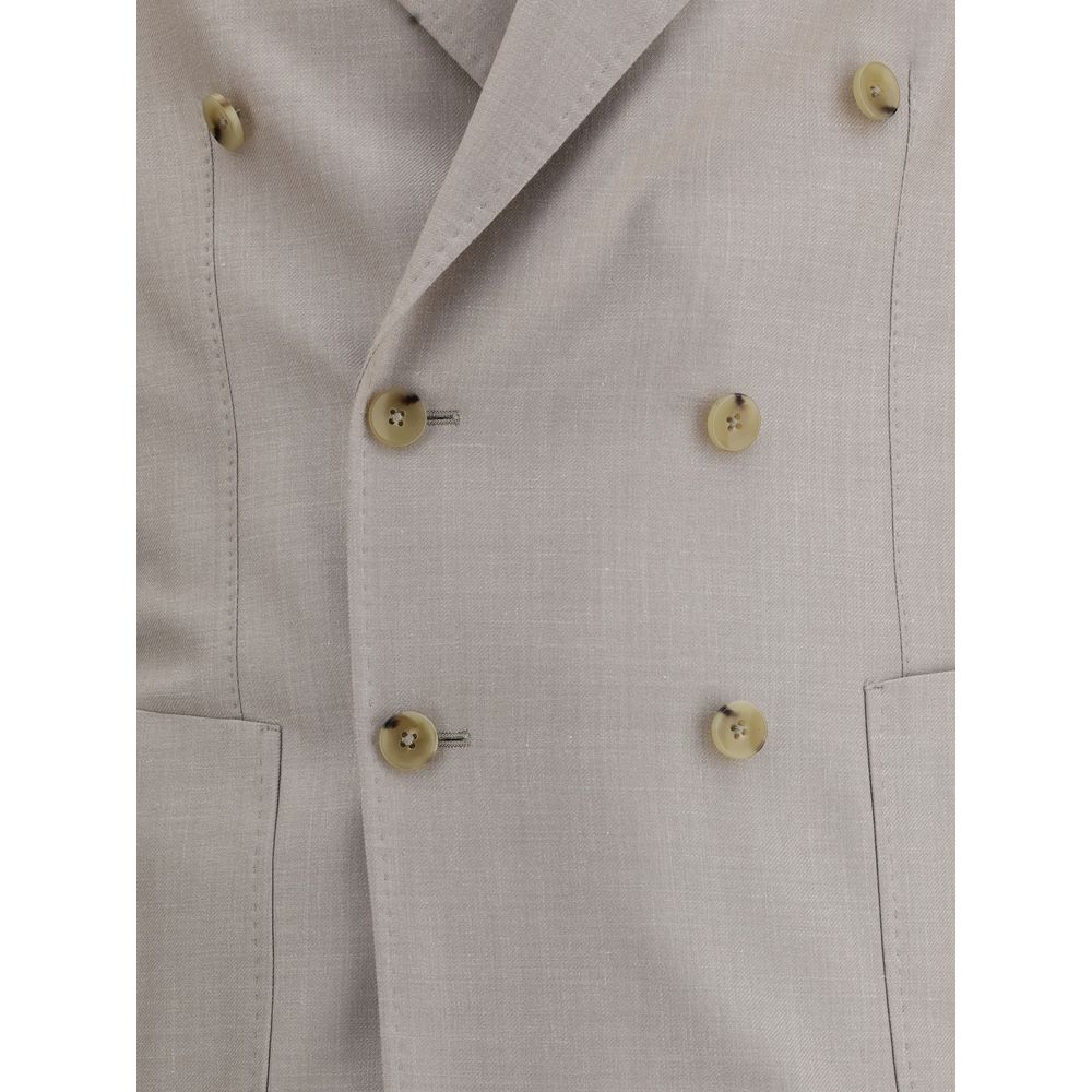Gi Capri Beige Fleece Wool Two-Piece Suit