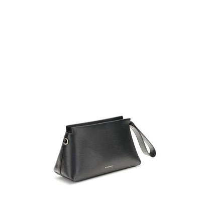 Givenchy Black Calf Leather Bos Taurus Clutch Bag with gold signature and zipper closure, featuring a leather strap.